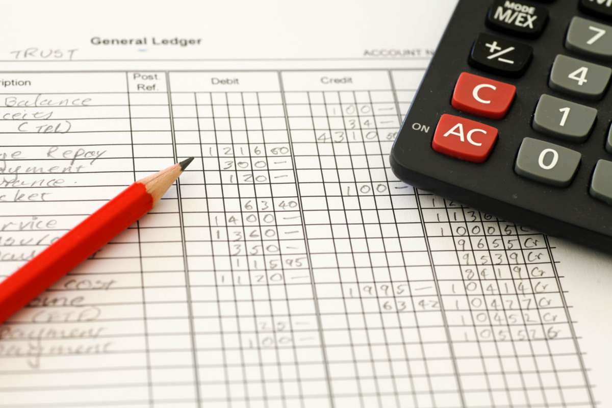 Accounting ledger showing bookkeeping