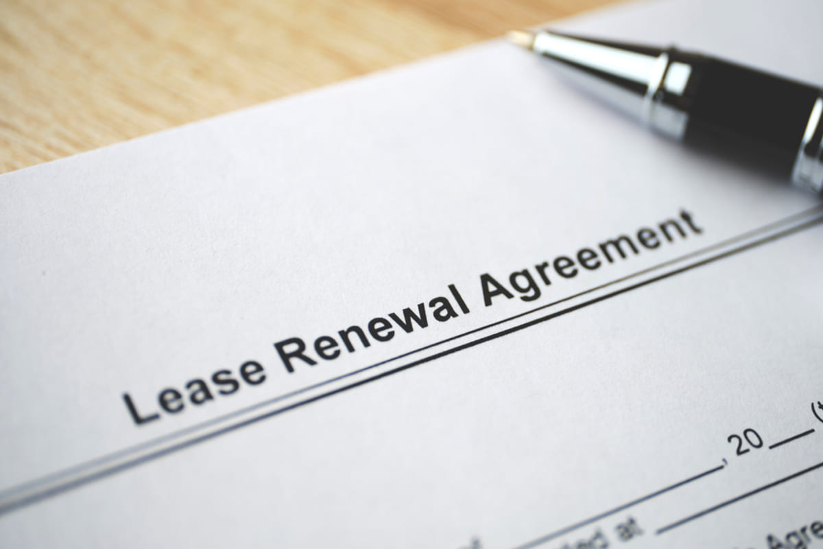 Lease Renewal Agreement at the top of a document, lease agreement renewal concept