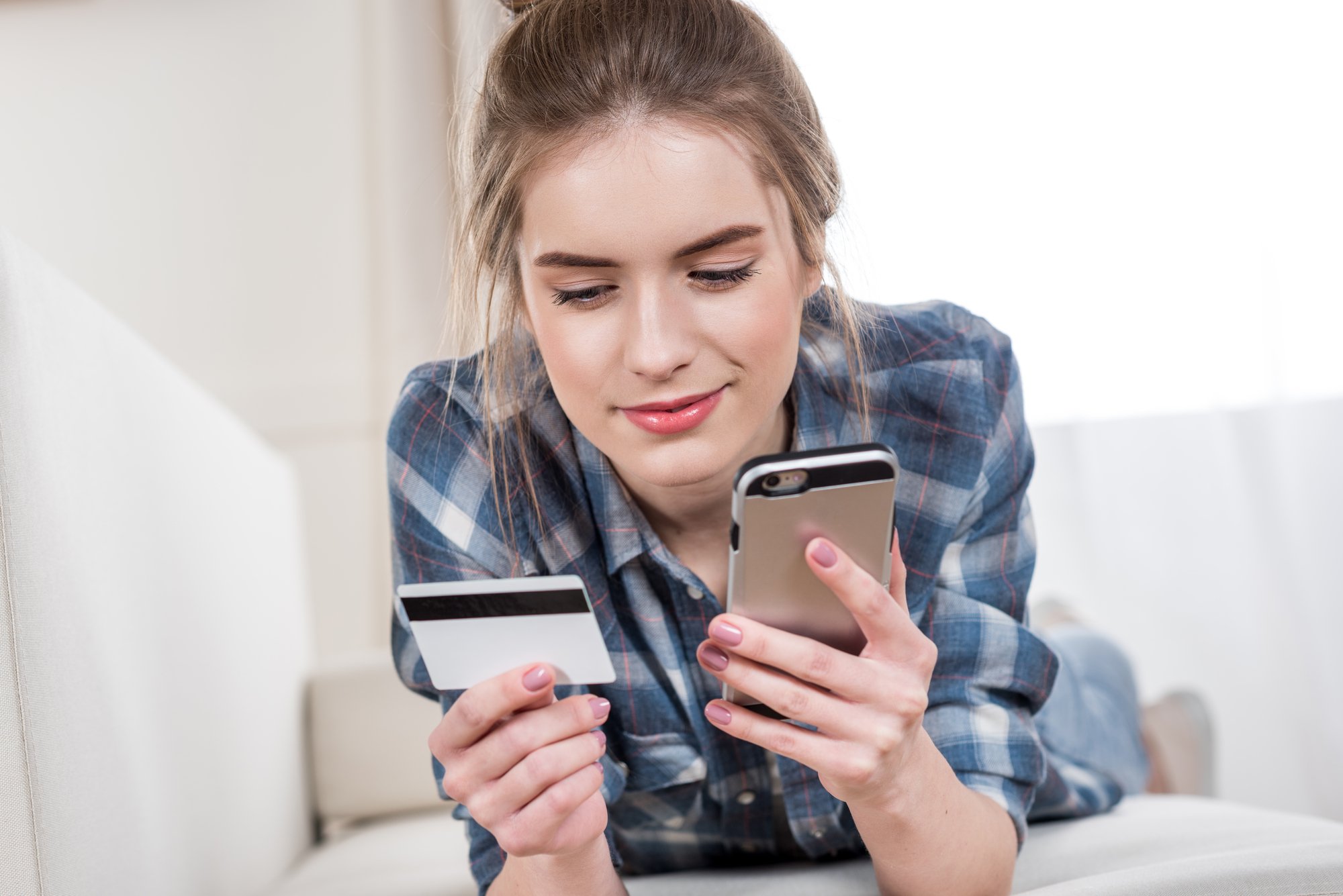 Girl making online payment