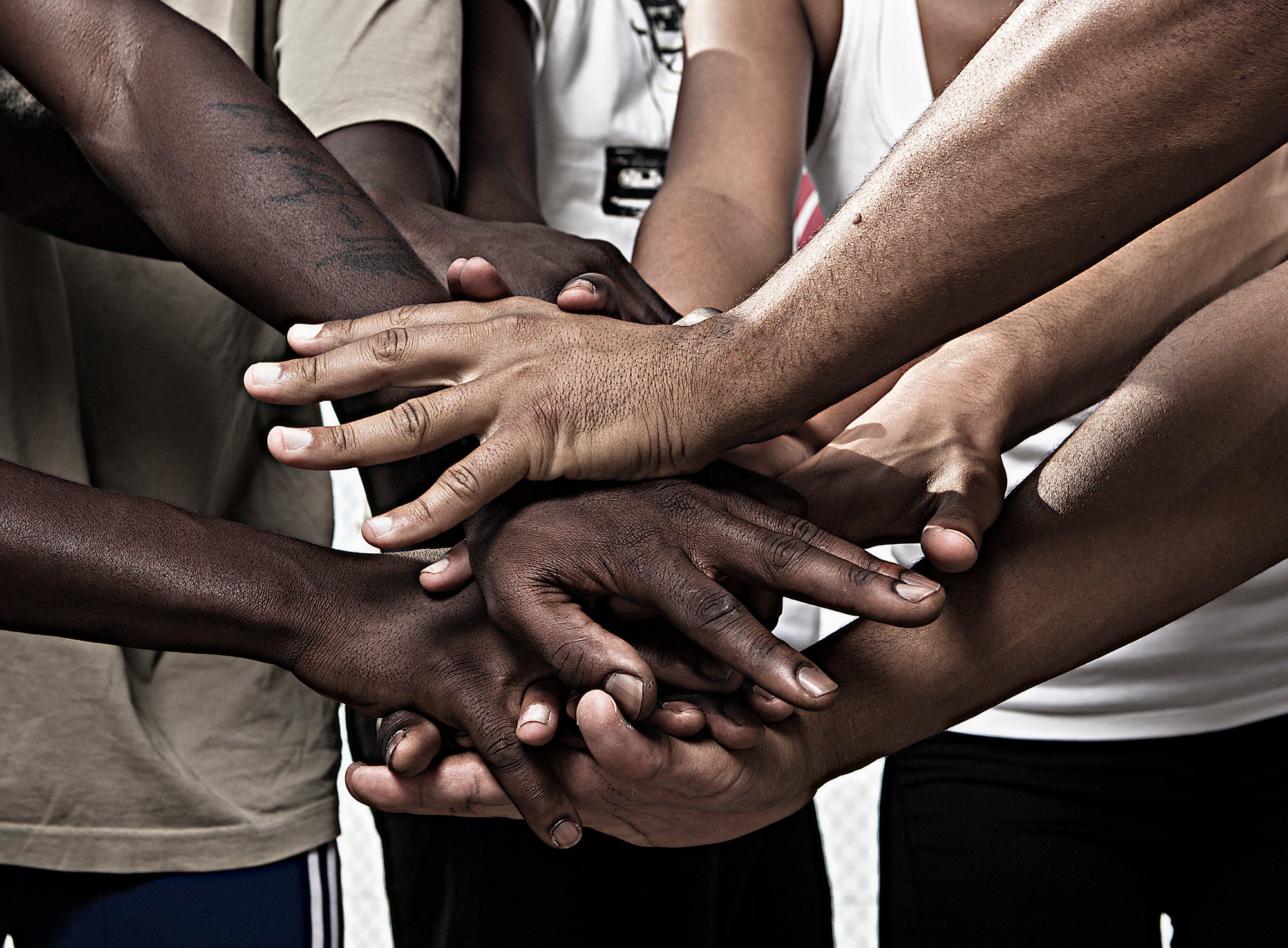 Hands together in union