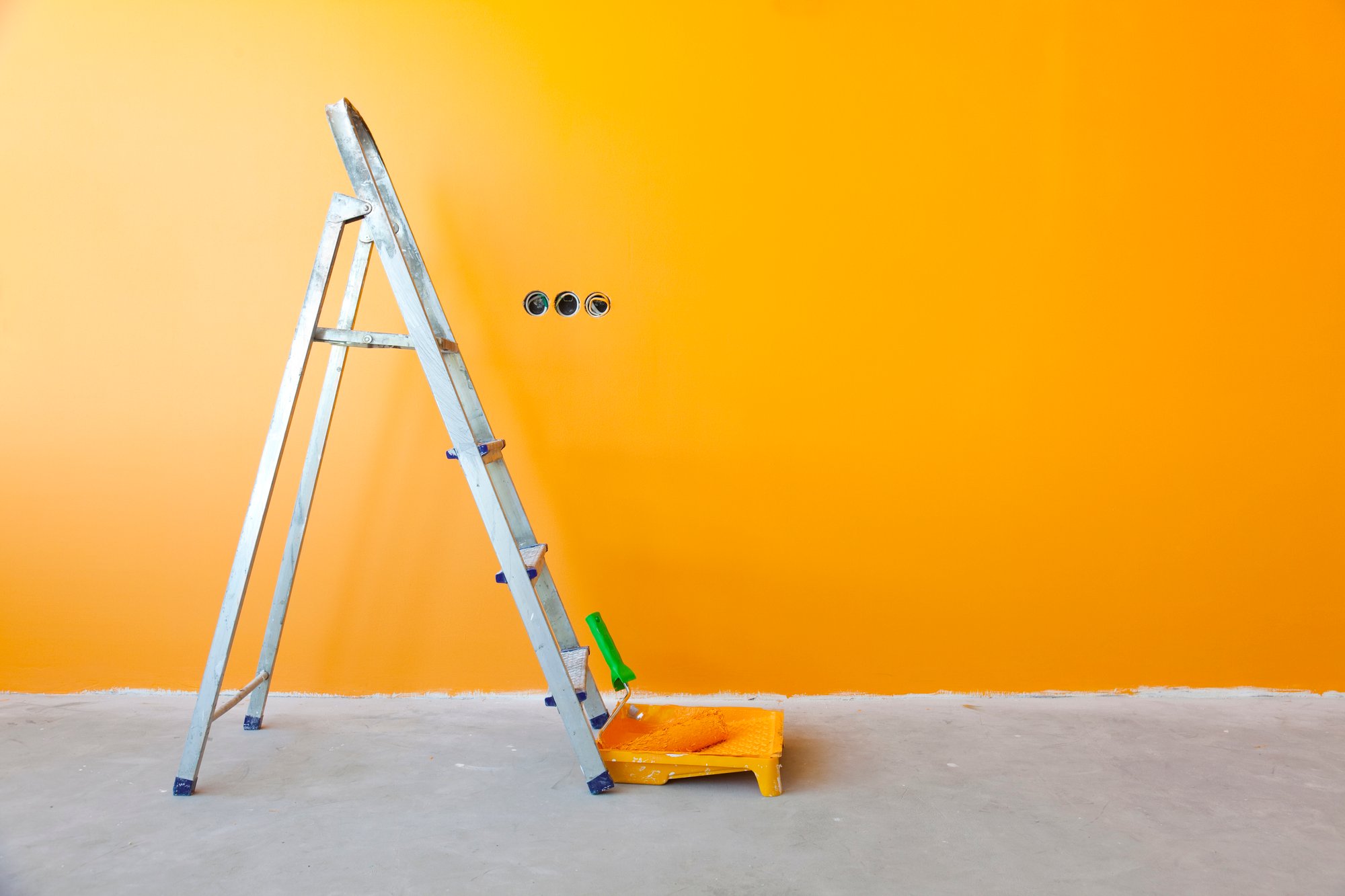 Home Improvement - ladder, paint can and paint roller