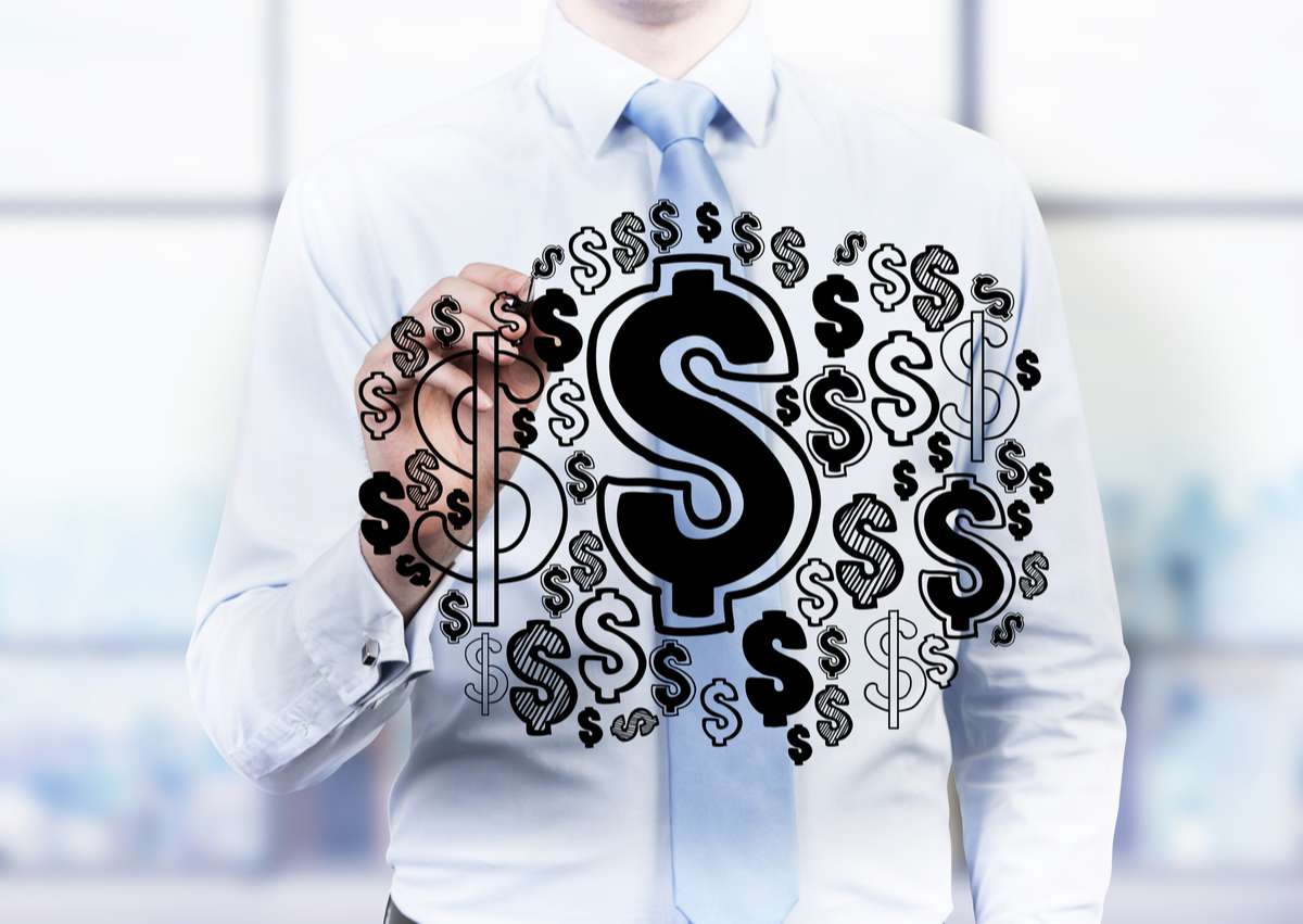 Man drawing dollar sign sketch (R) (S)