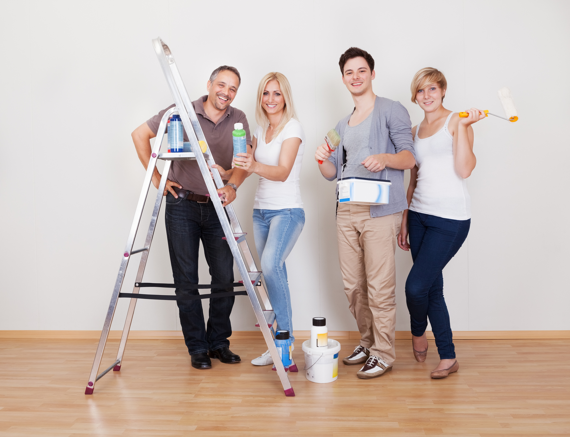 people with maintenance items showing property maintenance concept 
