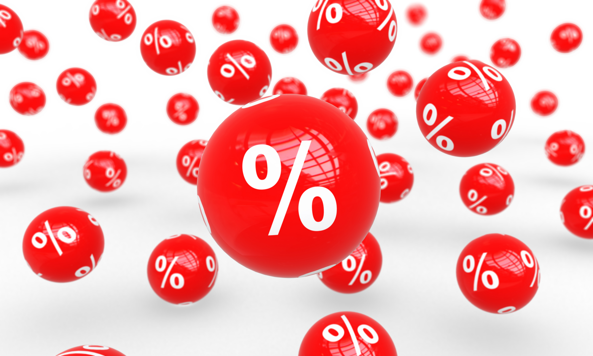 Percentage symbol in red bubbles