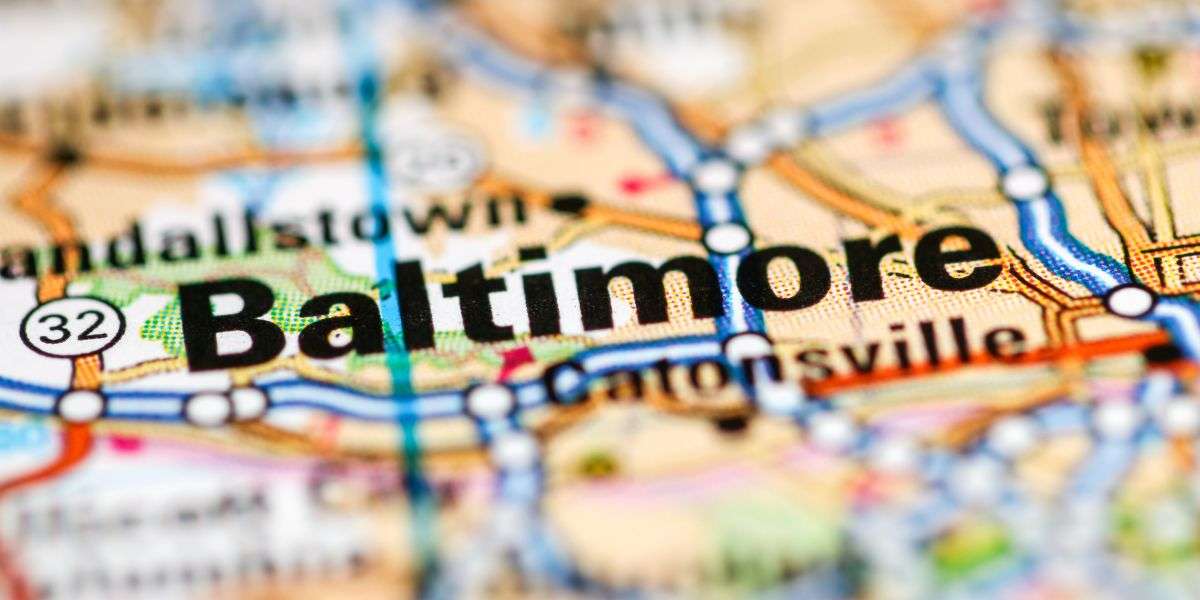 Baltimore. Maryland. USA on a geography map